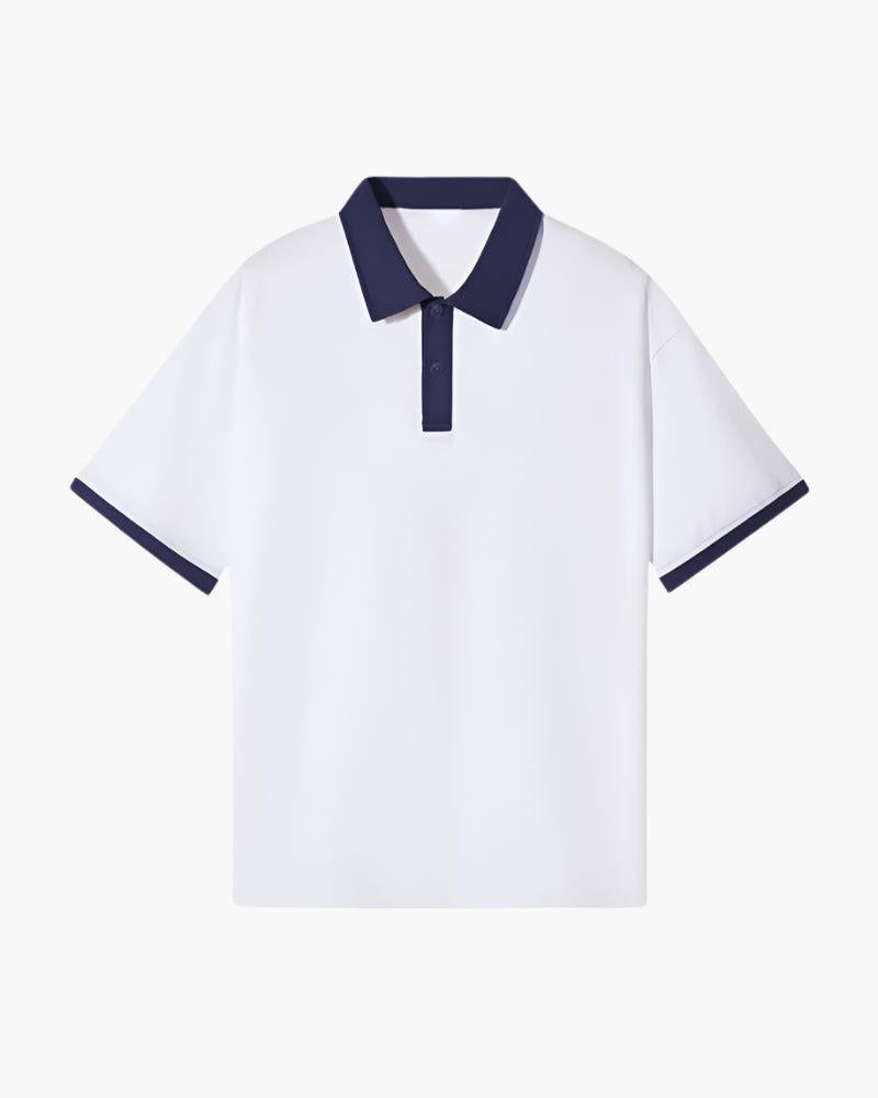 Koszulka polo z kontrastowym kołnierzykiem, luźnym krojem i eleganckim wykończeniem