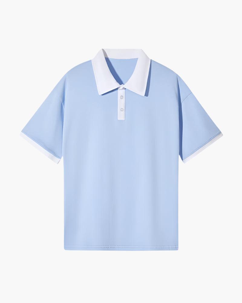 Koszulka polo z kontrastowym kołnierzykiem, luźnym krojem i eleganckim wykończeniem